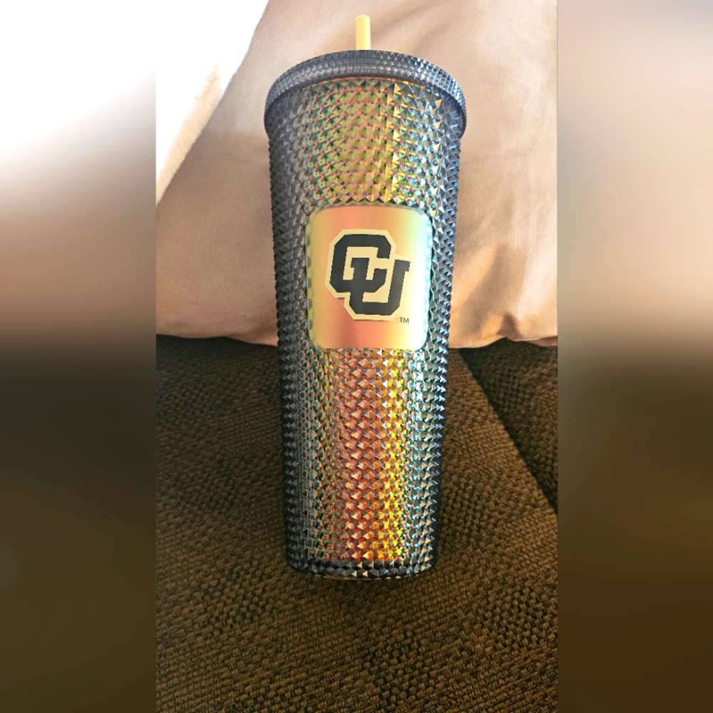 NEW Starbucks CU Colorado University Studded 24oz Tumbler Iridescent Black Gold